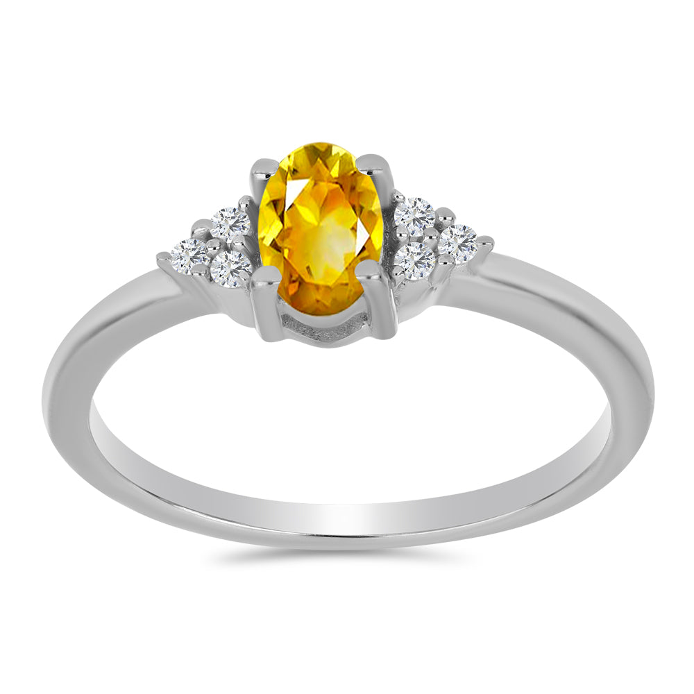 Anel de Prata com Citrino de Ural e Topázio Branco