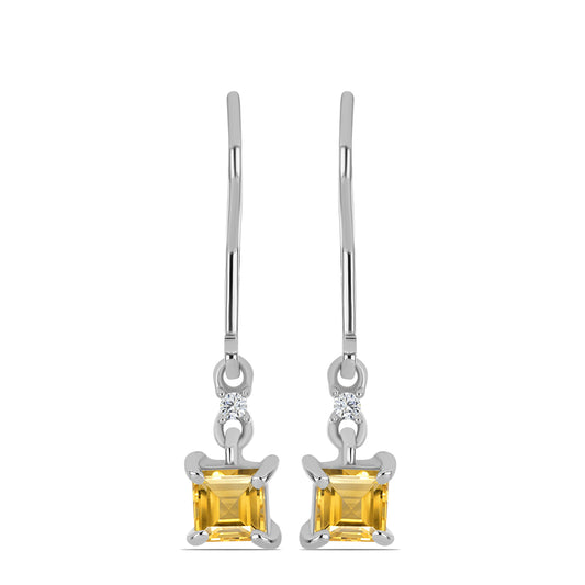 Conjunto de Prata com Citrino de Ural e Topázio Branco ( Brincos+Anel+Pendente )  Contraste: Cabeca de Veado (800)