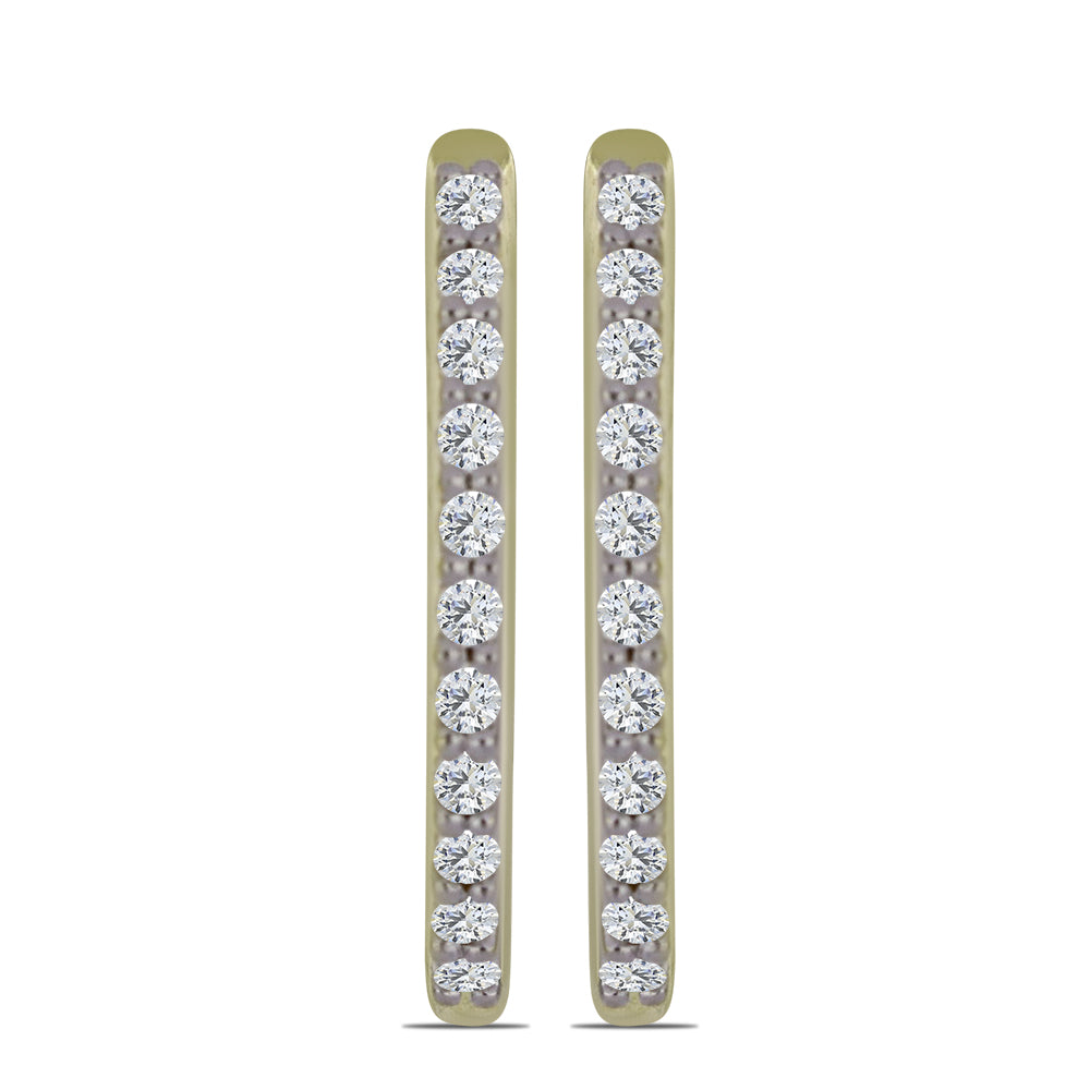 Brincos de Prata com Banho de Ouro com Diamante certificado e cultivado em laboratório