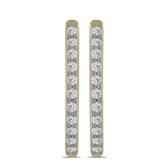 Brincos de Prata com Banho de Ouro com Diamante certificado e cultivado em laboratório