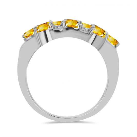 Anel de Prata com Citrino de Ural e Topázio Branco  Contraste: Cabeca de Veado (800)