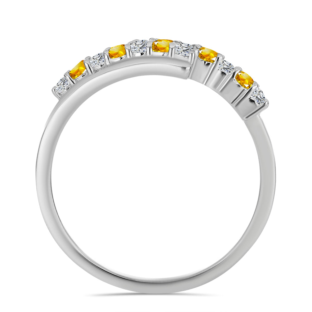 Anel de Prata com Citrino de Ural e Topázio Branco 3 