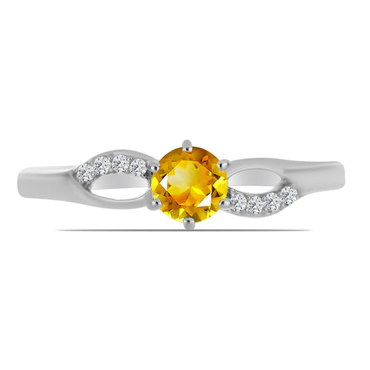 Anel de Prata com Citrino de Ural e Topázio Branco