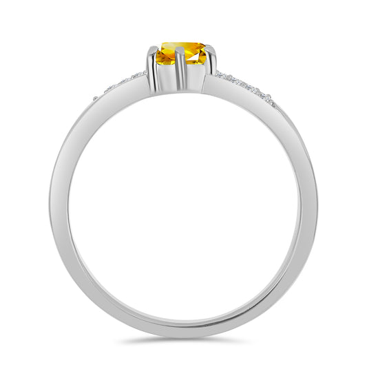 Anel de Prata com Citrino de Ural e Topázio Branco