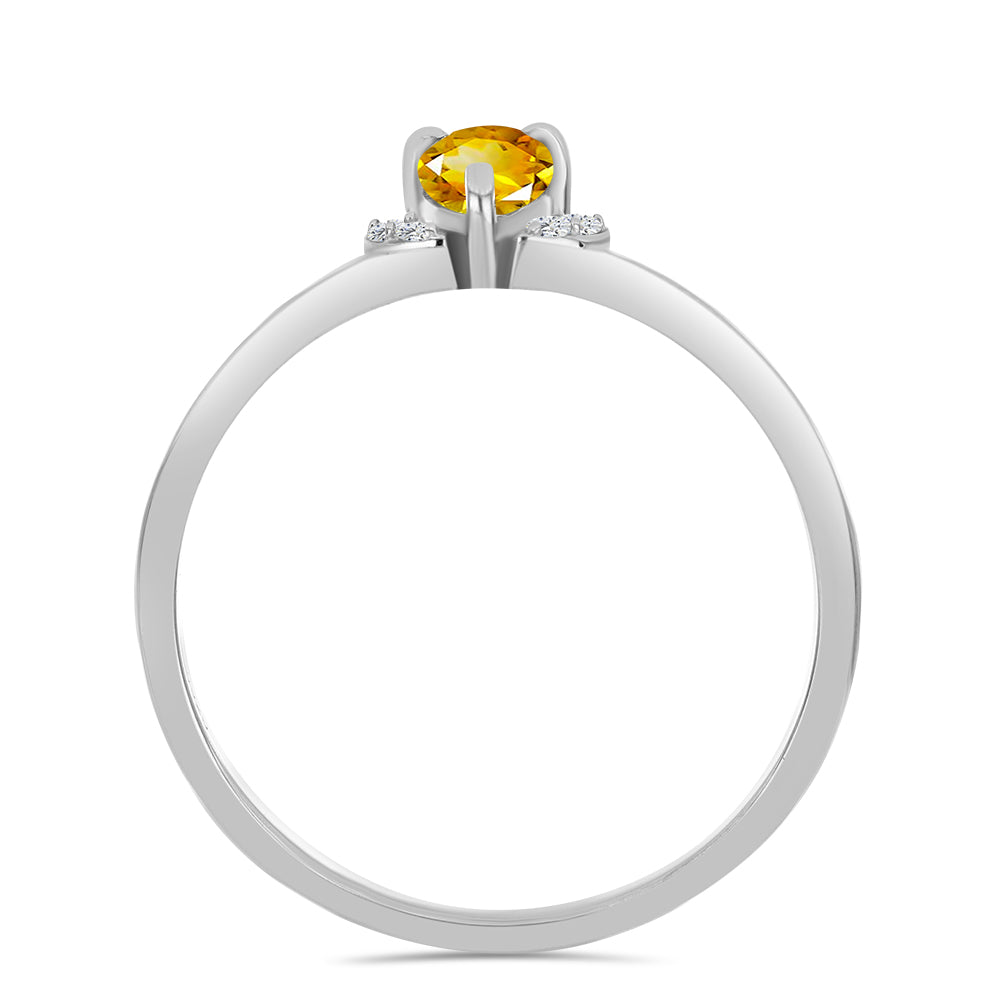 Anel de Prata com Citrino de Ural e Topázio Branco