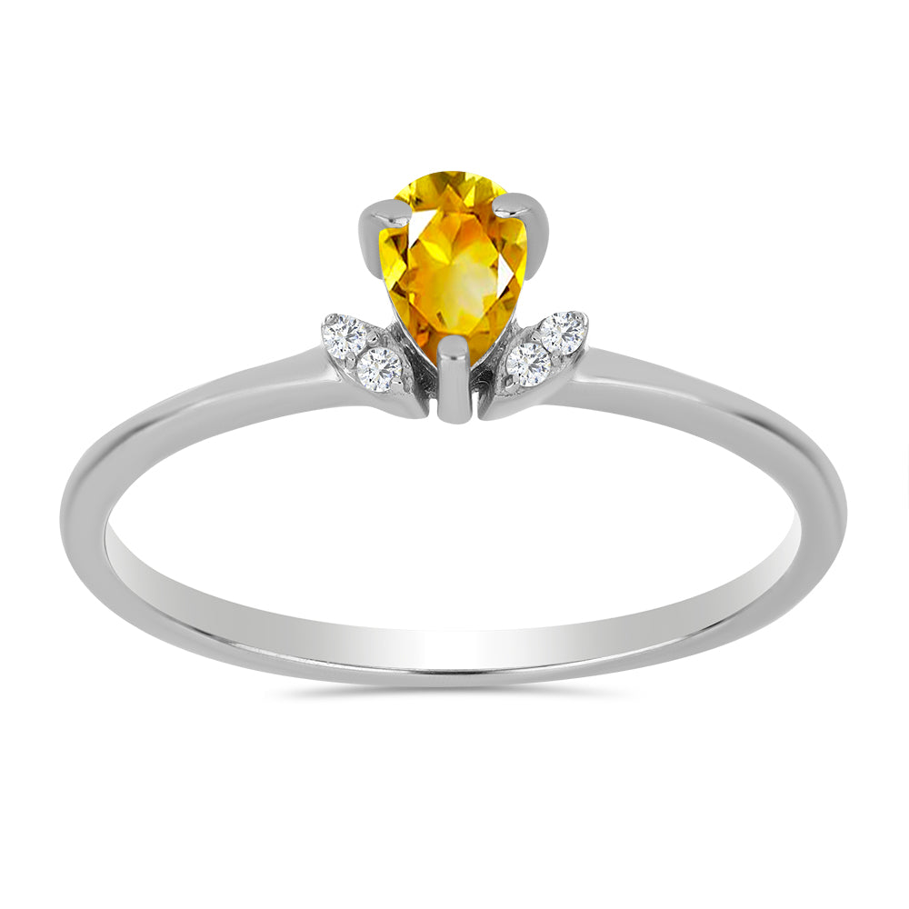 Anel de Prata com Citrino de Ural e Topázio Branco 3 