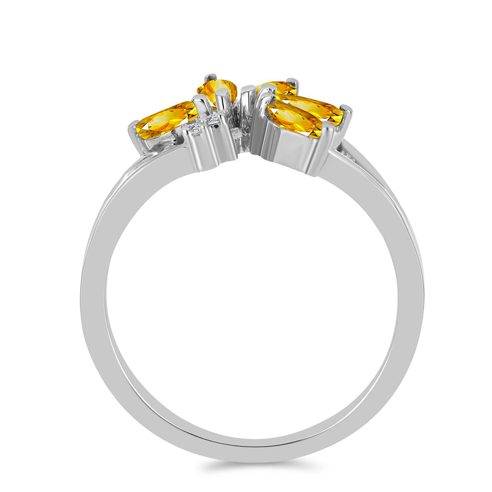 Anel de Prata com Citrino de Ural e Topázio Branco 2 