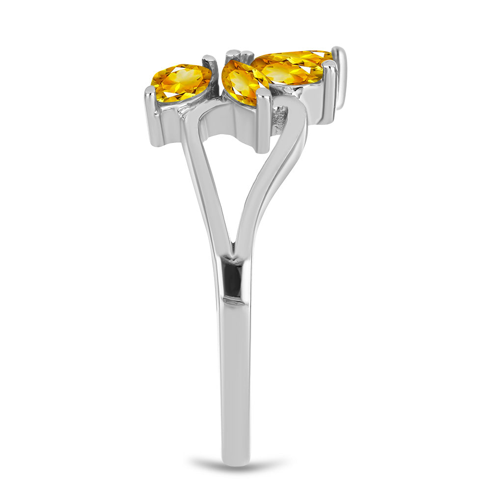 Anel de Prata com Citrino de Ural e Topázio Branco 4 