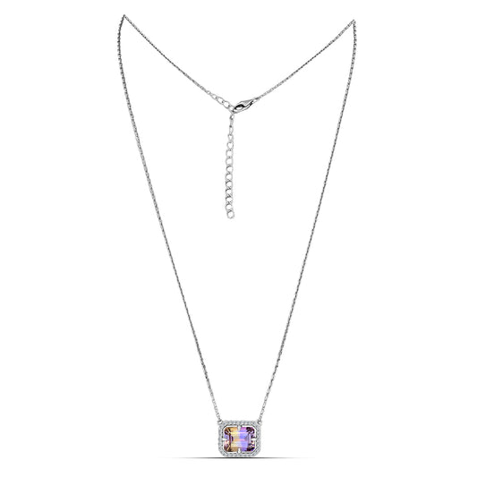 Colar de Prata com Ametrino de Anahi e Topázio Branco  Contraste: Cabeca de Veado (800)