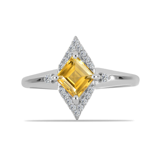 Anel de Prata com Citrino de Ural e Topázio Branco