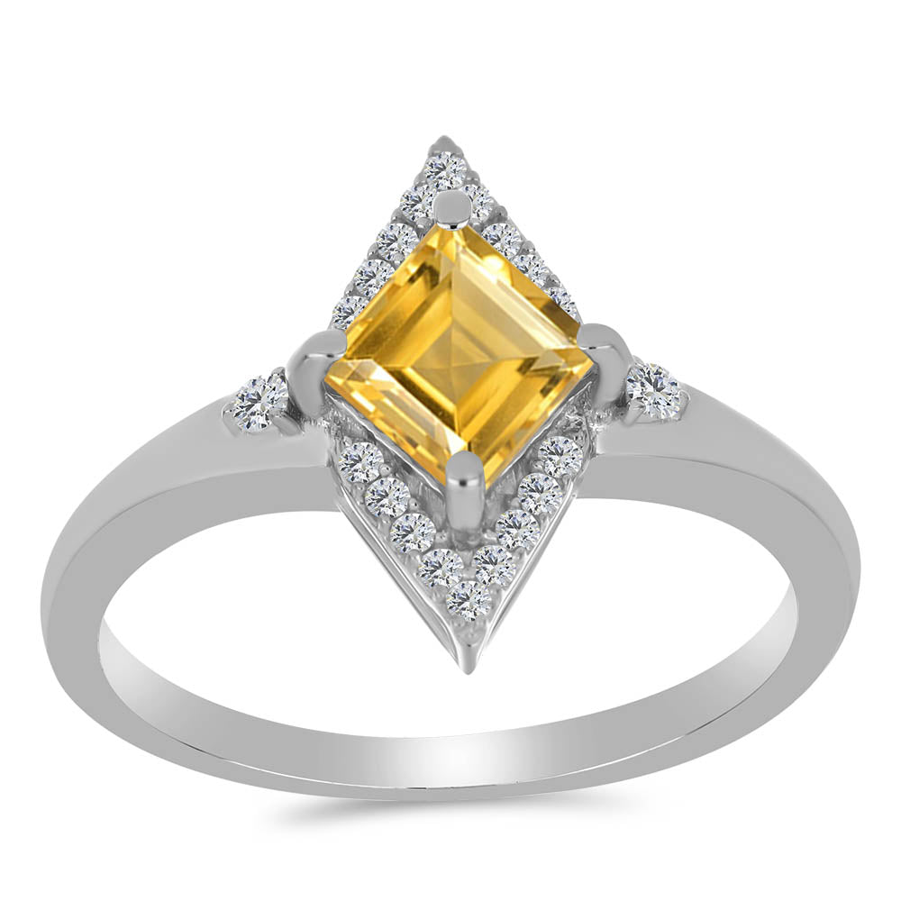 Anel de Prata com Citrino de Ural e Topázio Branco