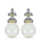 Brincos de Prata com Banho de Ouro com Pérola de Água Doce Branca e Topázio Branco