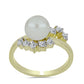 Anel de Prata com Banho de Ouro com Pérola de Água Doce Branca e Topázio Branco