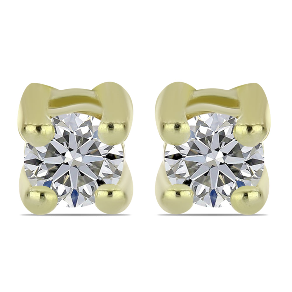 Brincos de Prata com Banho de Ouro com Diamante certificado e cultivado em laboratório