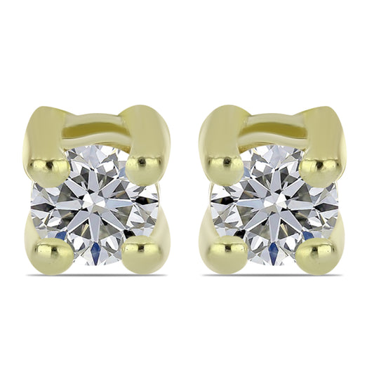 Brincos de Prata com Banho de Ouro com Diamante certificado e cultivado em laboratório