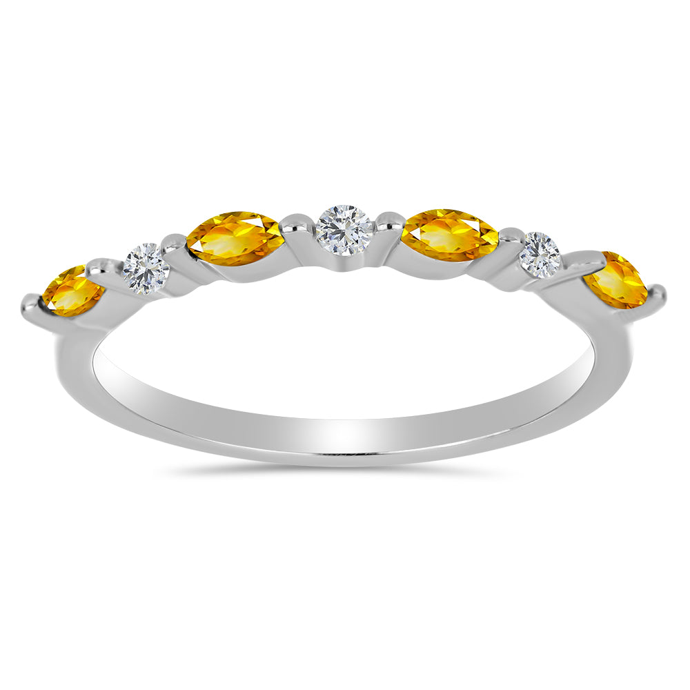 Anel de Prata com Citrino de Ural e Topázio Branco 1 