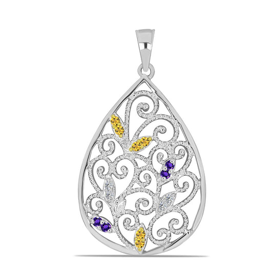 Pendente de Prata com Citrino de Ural e Ametista de Marrocos