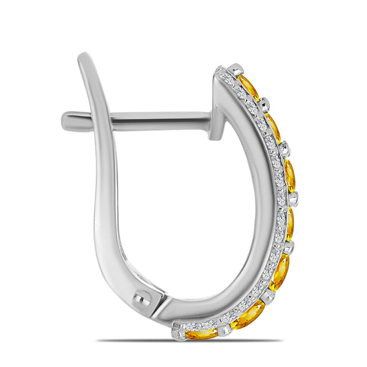 Brincos de Prata com Citrino de Ural e Topázio Branco  Contraste: Cabeca de Veado (800)