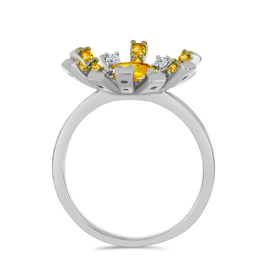 Anel de Prata com Citrino de Ural  Contraste: Cabeca de Veado (800)