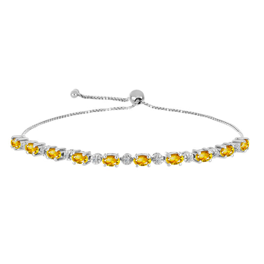Pulseira de Prata com Citrino de Ural e Topázio Branco  Contraste: Cabeca de Veado (800)