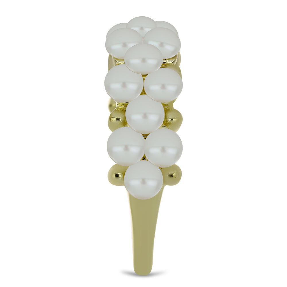 Anel de Prata com Banho de Ouro com Pérola de Água Doce Branca  Contraste: Cabeca de Veado (800) 4 