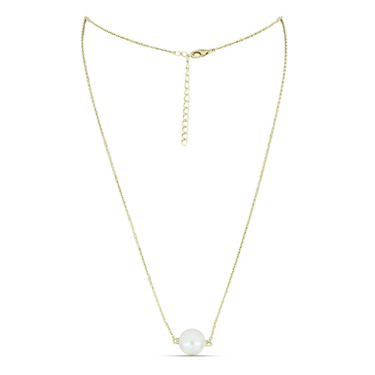 Colar de Prata com Banho de Ouro com Pérola de Água Doce Branca