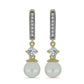 Brincos de Prata com Banho de Ouro com Pérola de Água Doce Branca e Topázio Branco