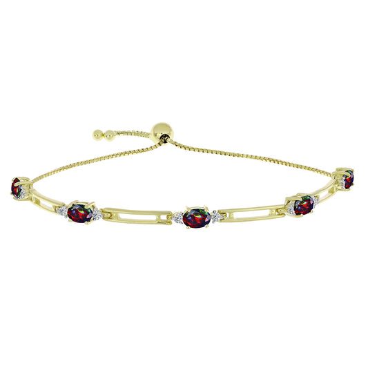 Pulseira de Prata com Banho de Ouro com Opala Preta de Lega Dembi da Etiópia e Topázio Branco  Contraste: Cabeca de Veado (800)