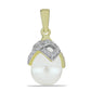 Pendente de Prata com Banho de Ouro com Pérola de Água Doce Branca e Topázio Branco