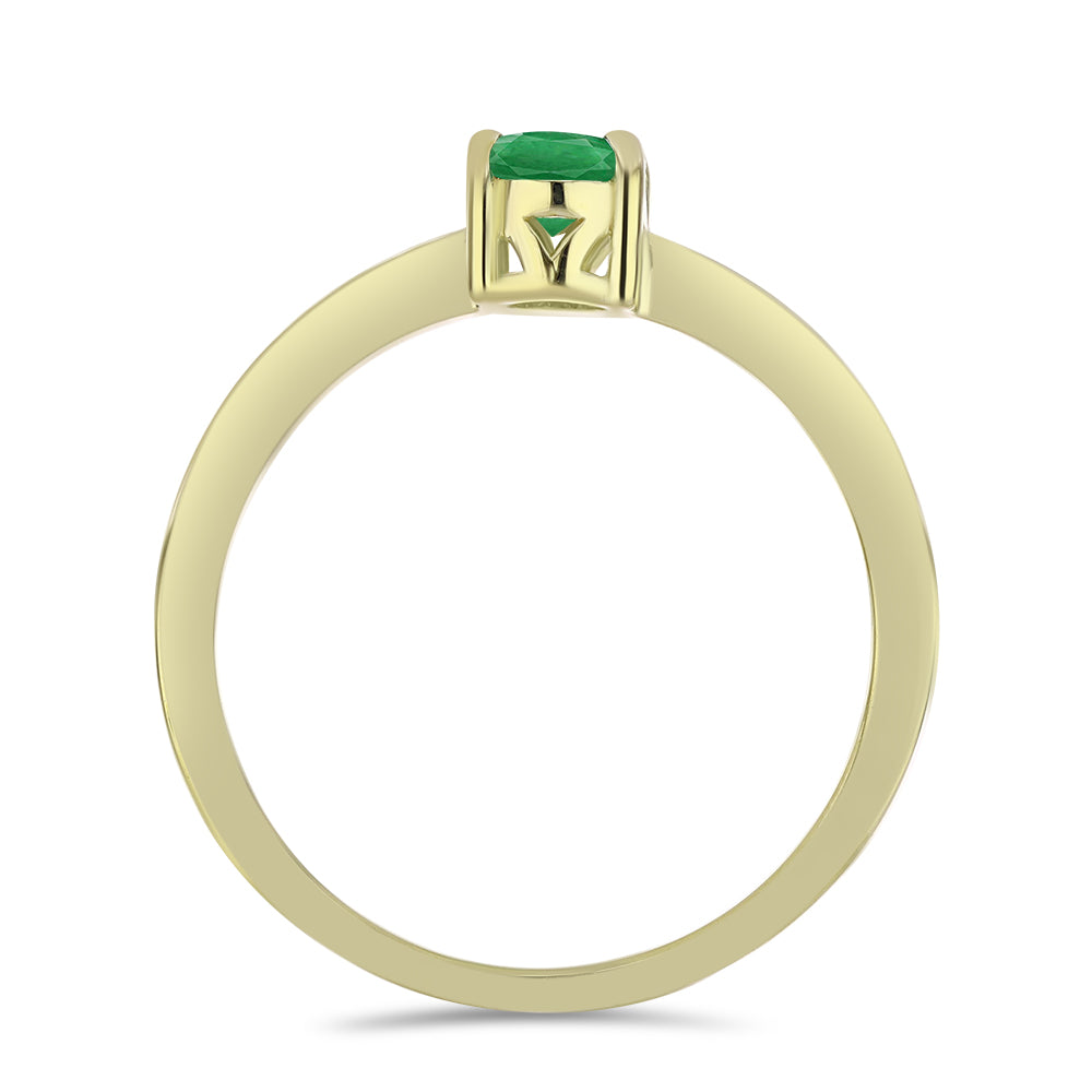 Anel de Prata com Banho de Ouro com Esmeralda da Zambézia 2 