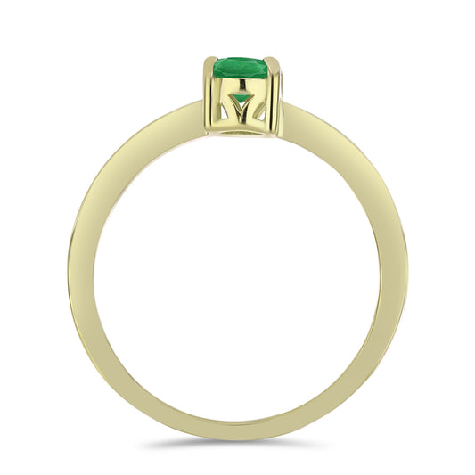 Anel de Prata com Banho de Ouro com Esmeralda da Zambézia