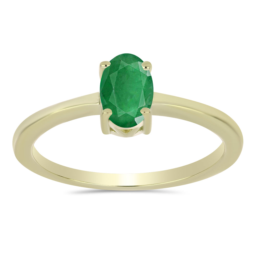 Anel de Prata com Banho de Ouro com Esmeralda da Zambézia 3 