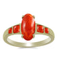 Anel de Prata com Banho de Ouro com Coral Esponja Vermelha