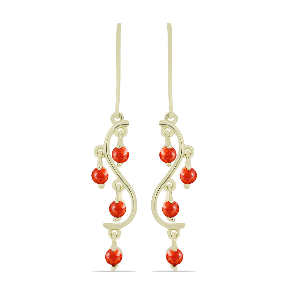 Brincos de Prata com Banho de Ouro com Coral Esponja Vermelha 1 