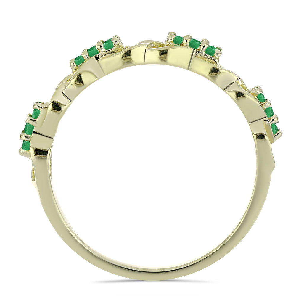 Anel de Prata com Banho de Ouro com Esmeralda da Zambézia