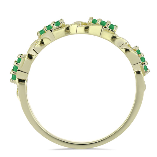 Anel de Prata com Banho de Ouro com Esmeralda da Zambézia