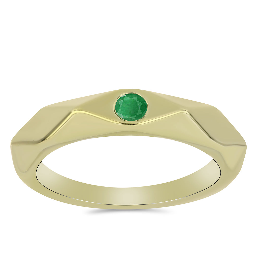 Anel de Prata com Banho de Ouro com Esmeralda da Zambézia  Contraste: Cabeca de Veado (800) 3 