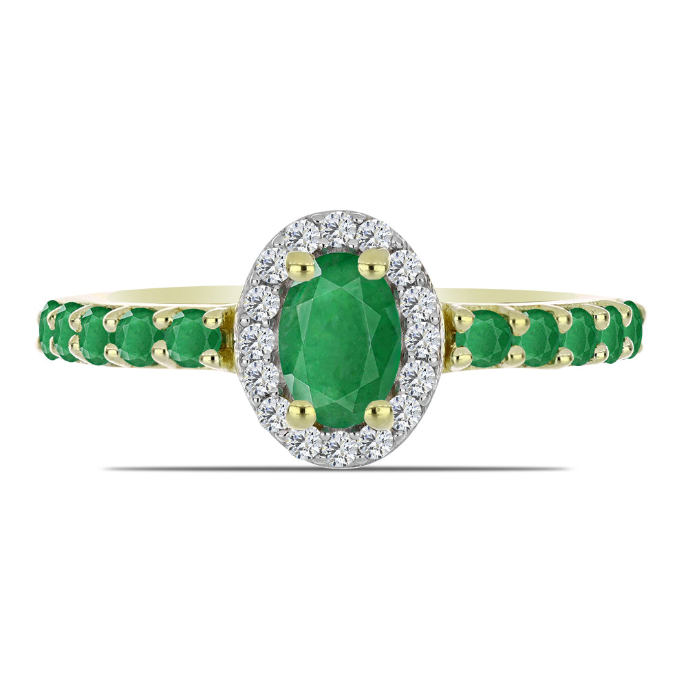 Anel de Prata com Banho de Ouro com Esmeralda da Zambézia e Topázio Branco