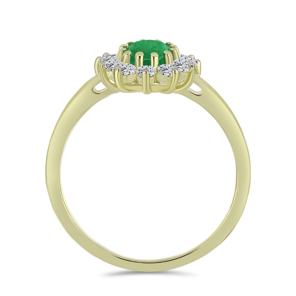 Anel de Prata com Banho de Ouro com Esmeralda da Zambézia e Topázio Branco 2 