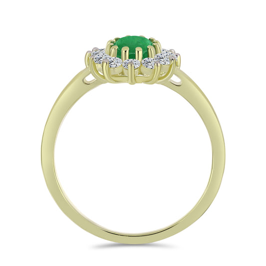 Anel de Prata com Banho de Ouro com Esmeralda da Zambézia e Topázio Branco