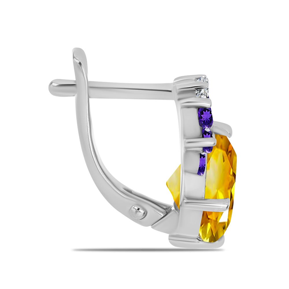 Brincos de Prata com Citrino de Ural e Ametista de Marrocos 2 