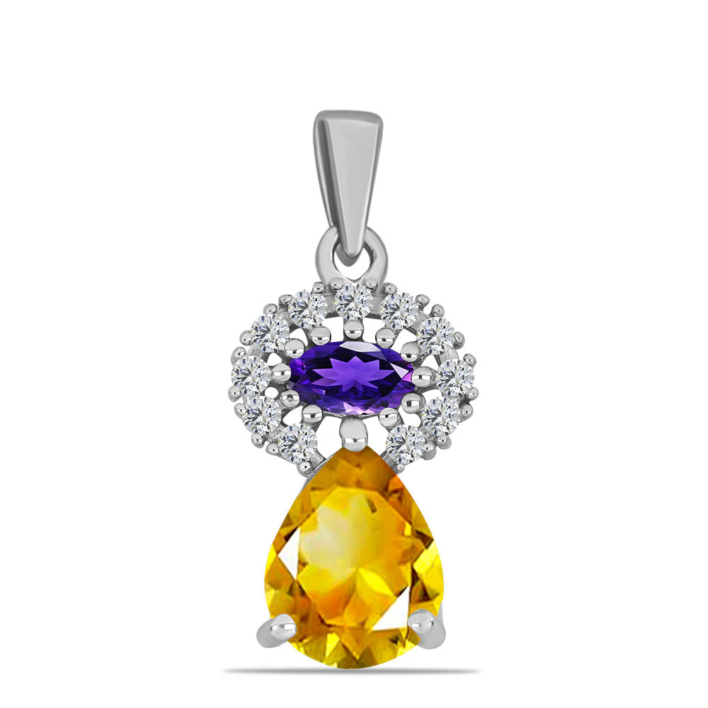 Pendente de Prata com Citrino de Ural e Ametista de Marrocos 1 