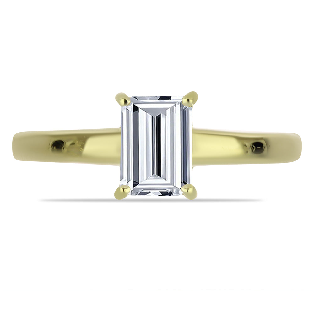 Anel de Prata com Banho de Ouro com Diamante certificado e cultivado em laboratório