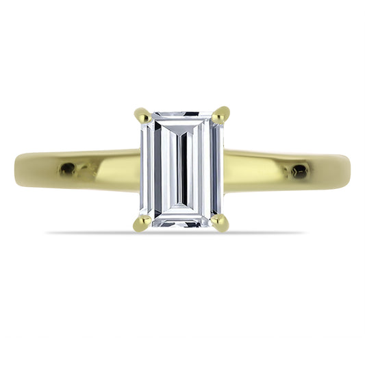 Anel de Prata com Banho de Ouro com Diamante certificado e cultivado em laboratório