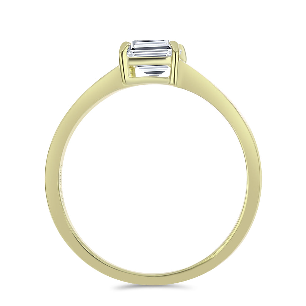 Anel de Prata com Banho de Ouro com Diamante certificado e cultivado em laboratório