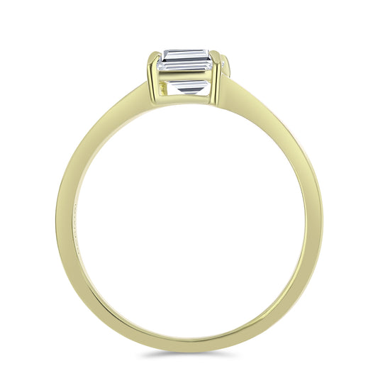 Anel de Prata com Banho de Ouro com Diamante certificado e cultivado em laboratório