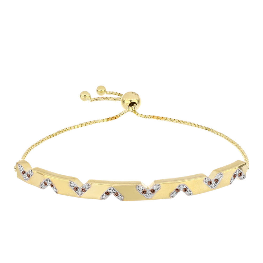 Pulseira de Prata com Banho de Ouro com Diamante cor de Cognac  Contraste: Cabeca de Veado (800) 1 