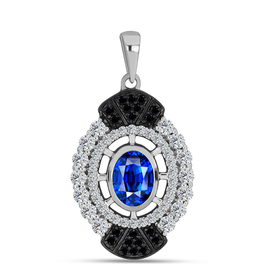 Pendente de Prata com Safira Azul Australiana e Topázio Branco