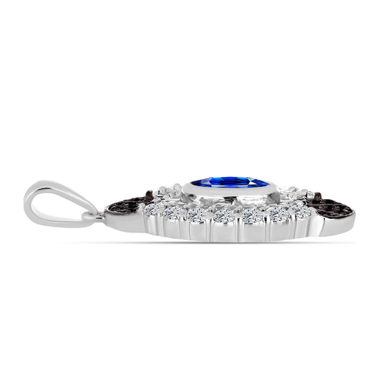 Pendente de Prata com Safira Azul Australiana e Topázio Branco