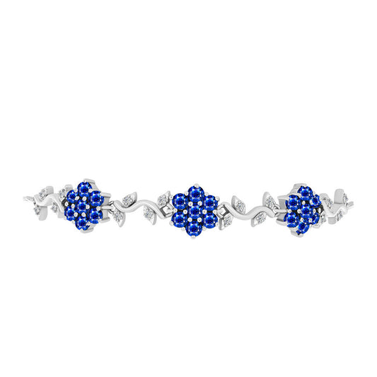 Pulseira de Prata com Safira Azul Australiana e Topázio Branco  Contraste: Cabeca de Veado (800)